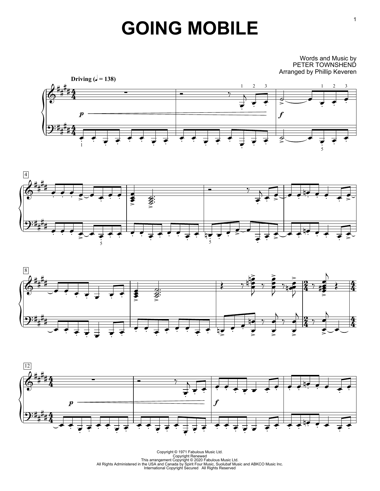 The Who Going Mobile [Classical version] (arr. Phillip Keveren) sheet music notes and chords arranged for Piano Solo