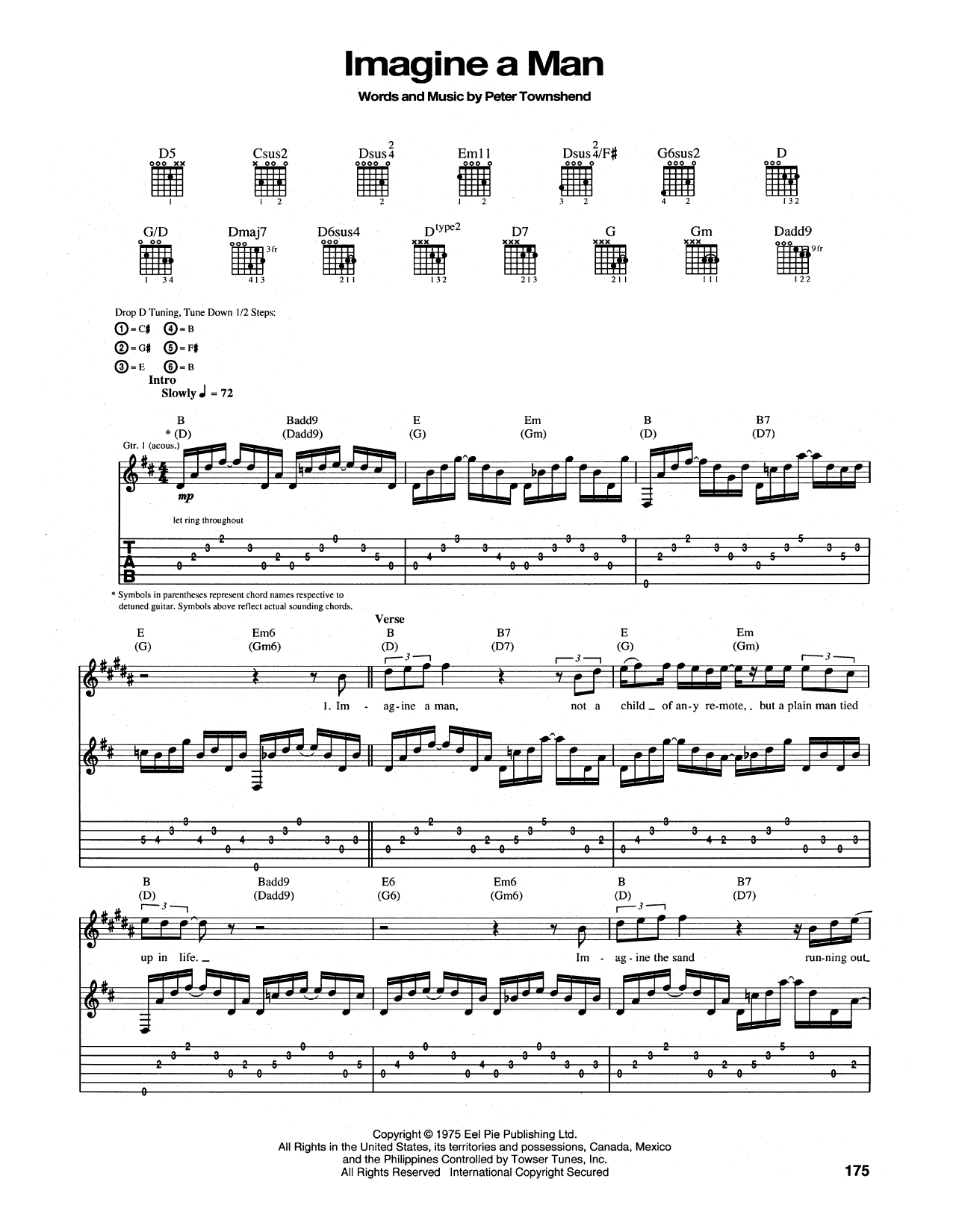 The Who Imagine a Man sheet music notes and chords arranged for Guitar Tab