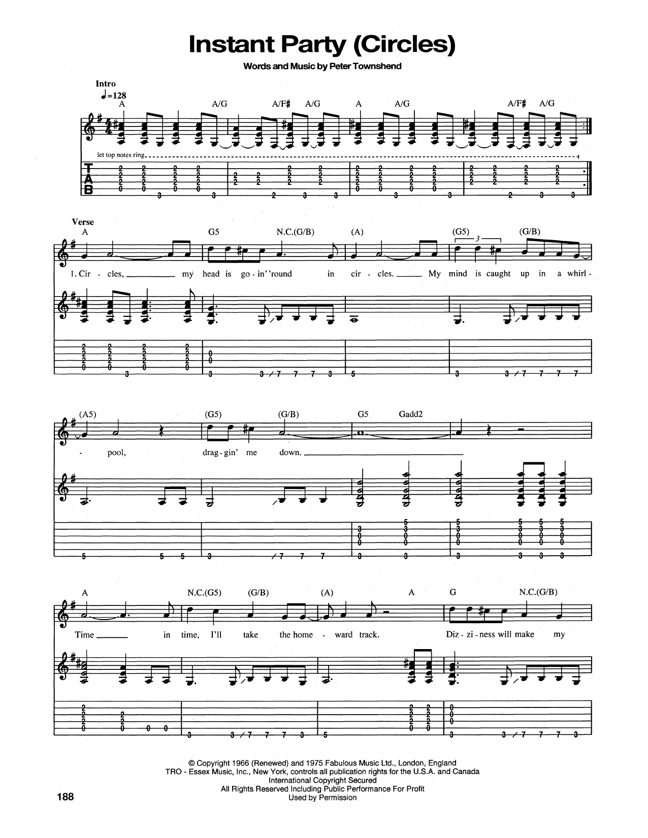 The Who Instant Party (Circles) sheet music notes and chords arranged for Guitar Tab