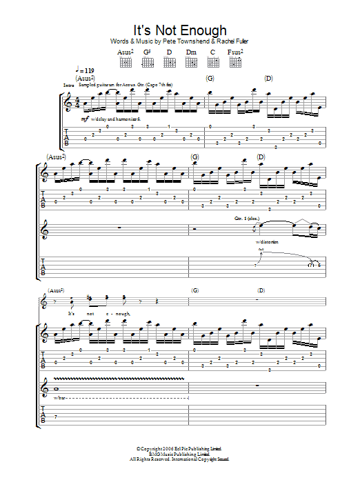 The Who It's Not Enough sheet music notes and chords arranged for Guitar Tab