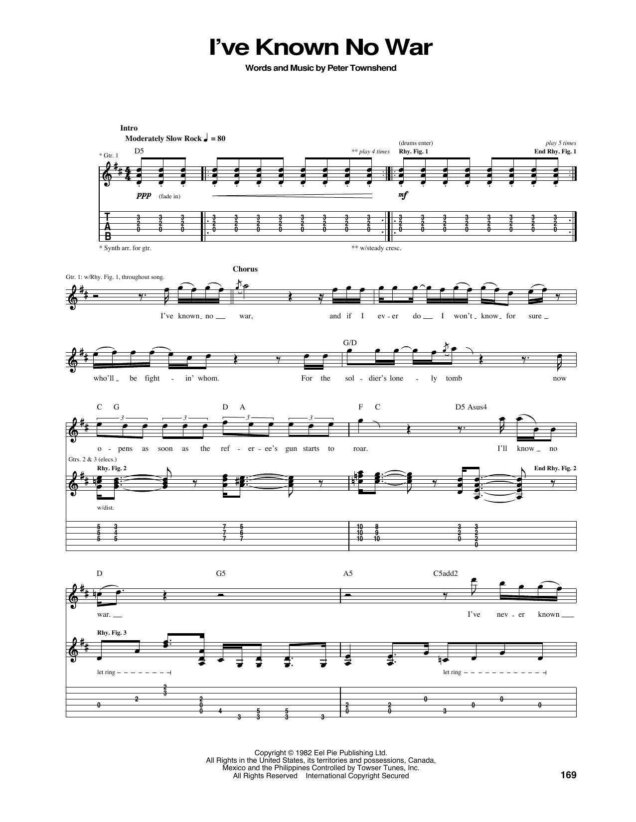 The Who I've Known No War sheet music notes and chords arranged for Guitar Tab