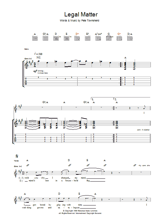 The Who Legal Matter sheet music notes and chords arranged for Guitar Tab