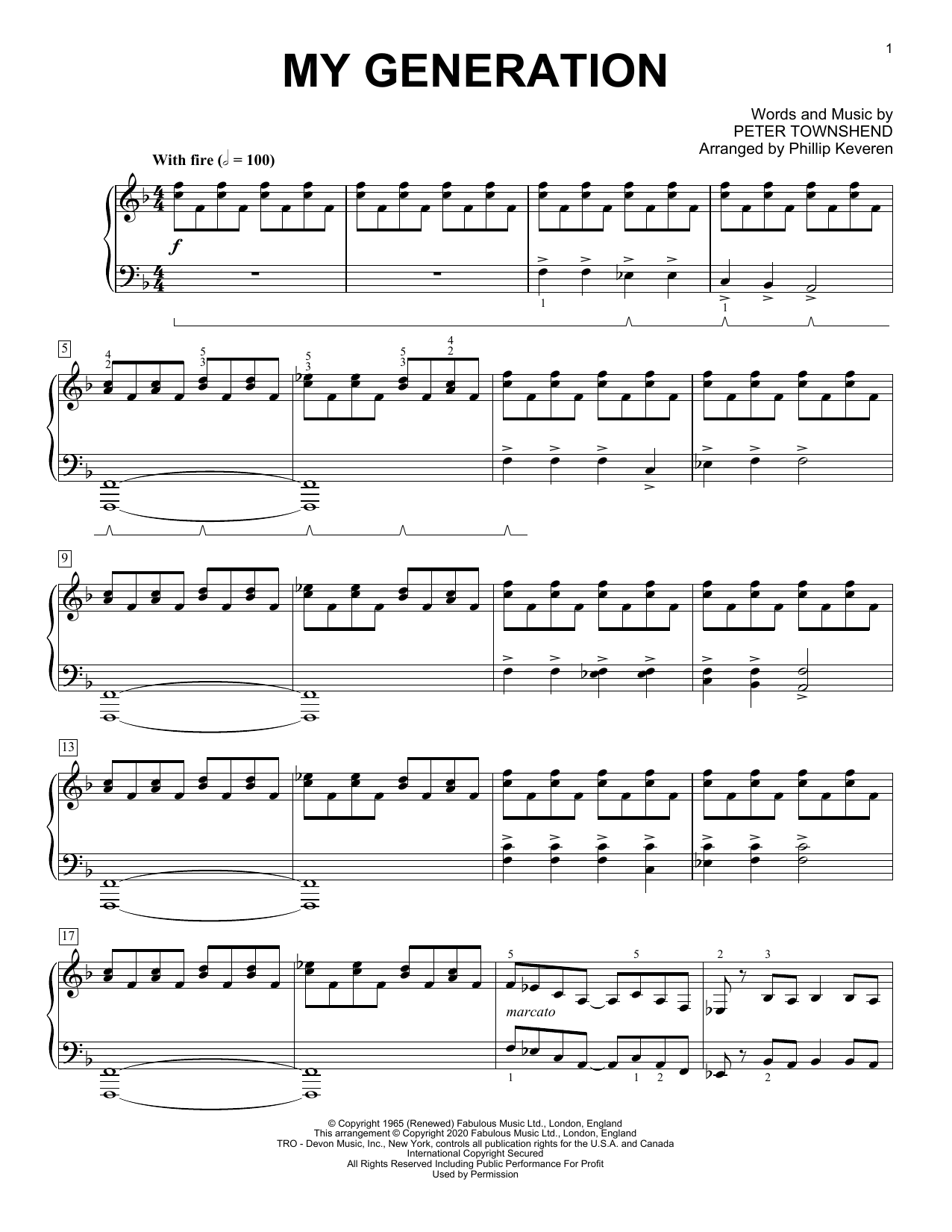 The Who My Generation [Classical version] (arr. Phillip Keveren) sheet music notes and chords arranged for Piano Solo