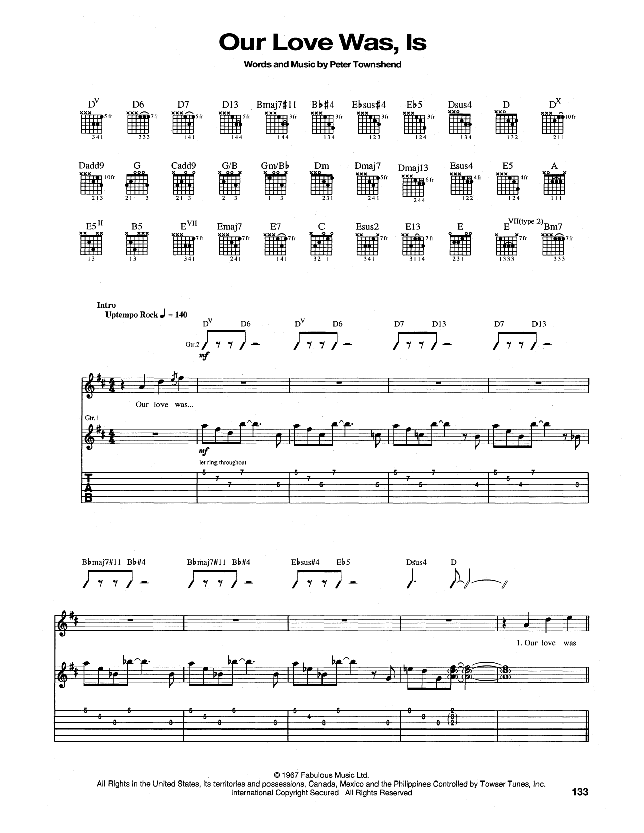 The Who Our Love Was, Is sheet music notes and chords arranged for Guitar Tab