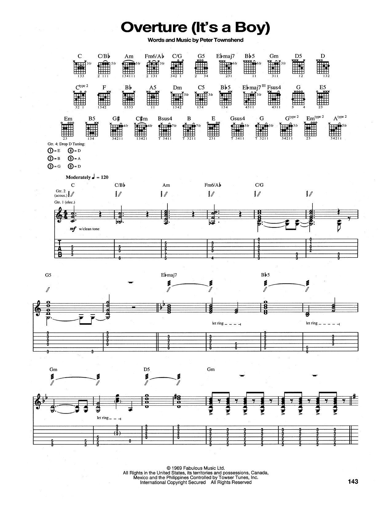 The Who Overture (It's A Boy) sheet music notes and chords arranged for Guitar Tab