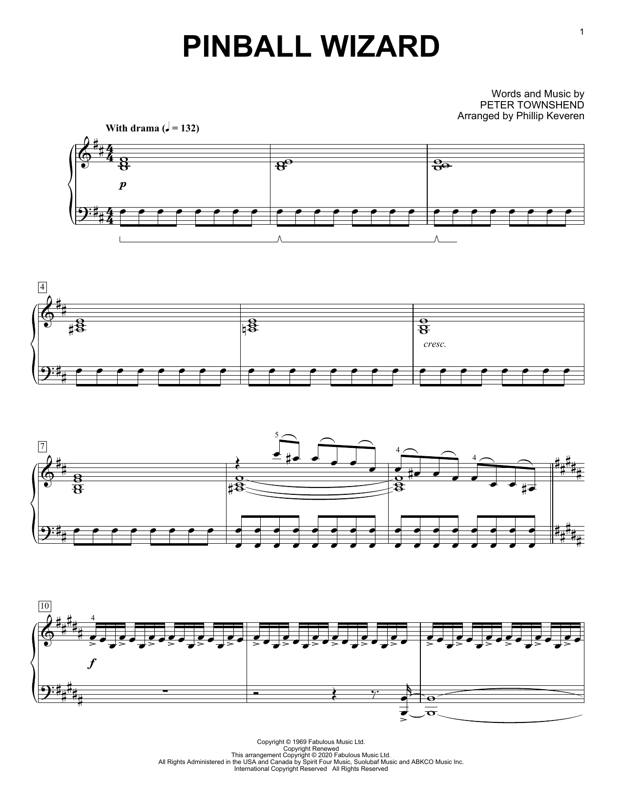 The Who Pinball Wizard [Classical version] (arr. Phillip Keveren) sheet music notes and chords arranged for Piano Solo