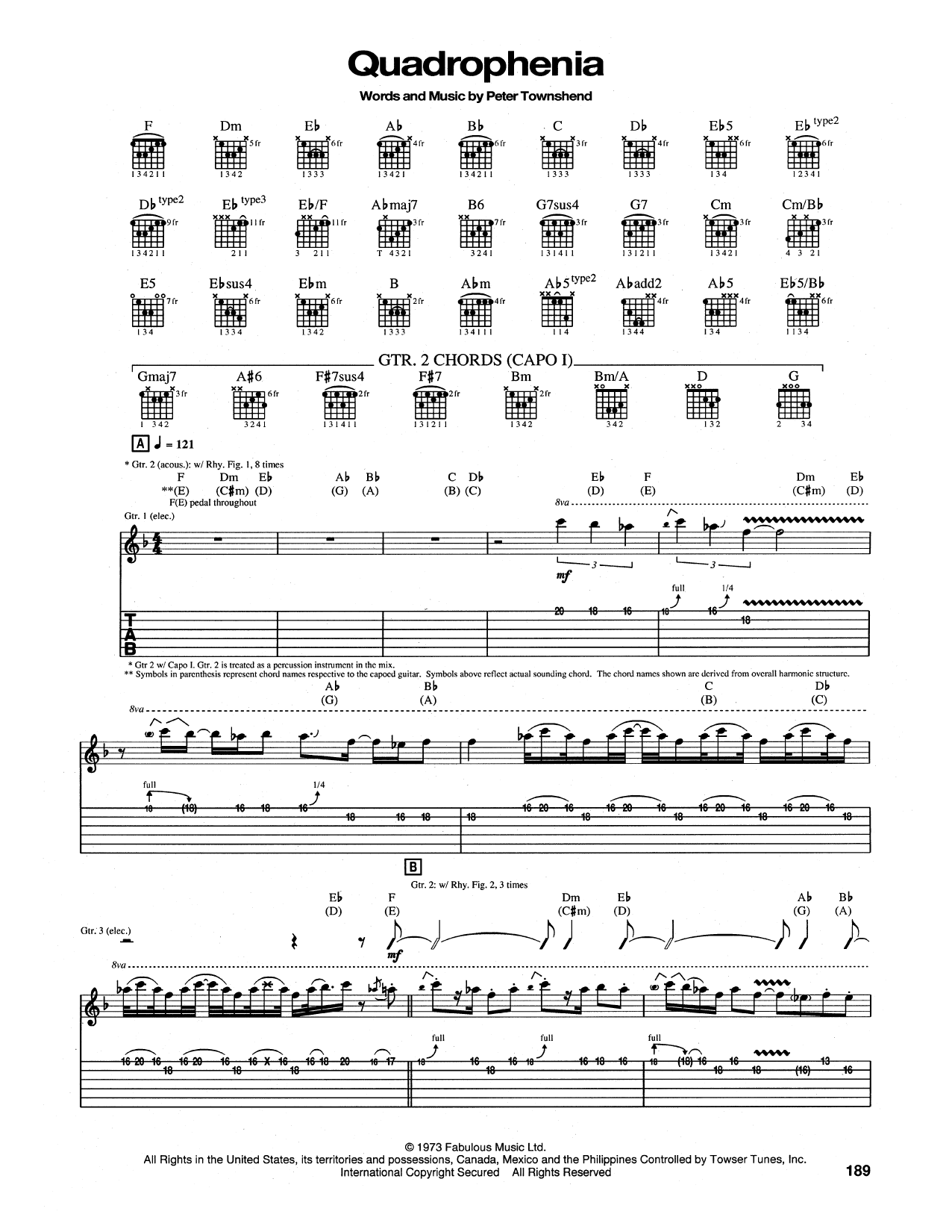 The Who Quadrophenia sheet music notes and chords arranged for Piano, Vocal & Guitar Chords (Right-Hand Melody)