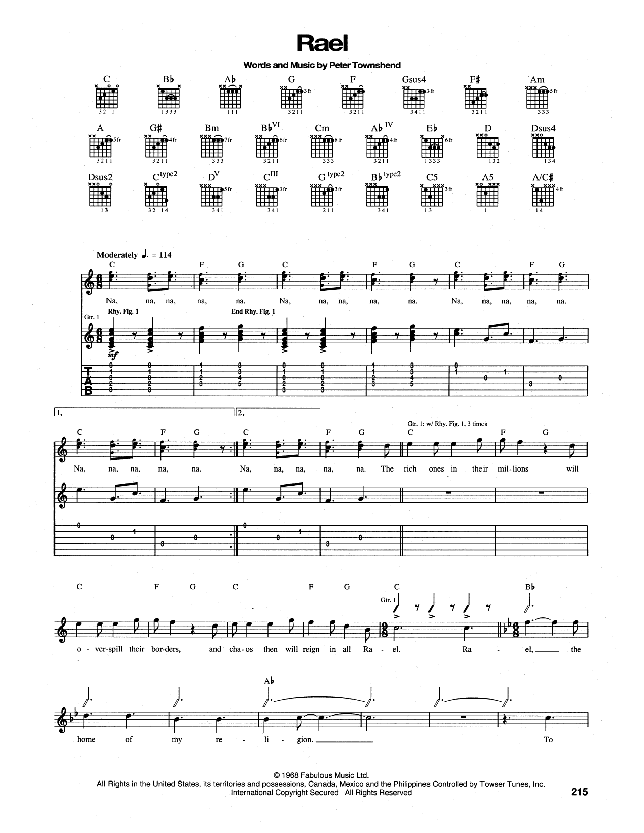 The Who Rael sheet music notes and chords arranged for Guitar Chords/Lyrics