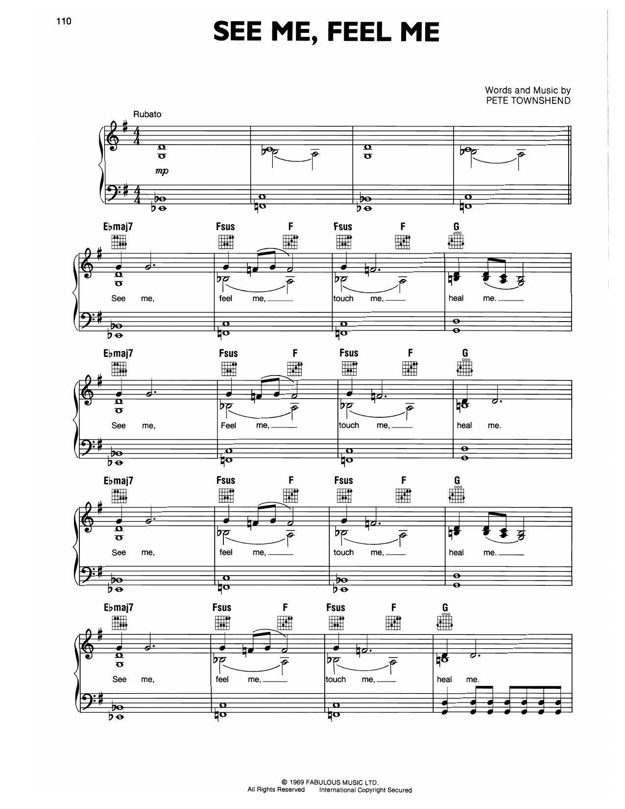 The Who See Me, Feel Me sheet music notes and chords arranged for Piano, Vocal & Guitar Chords (Right-Hand Melody)
