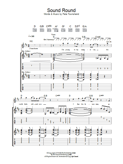 The Who Sound Round sheet music notes and chords arranged for Guitar Tab