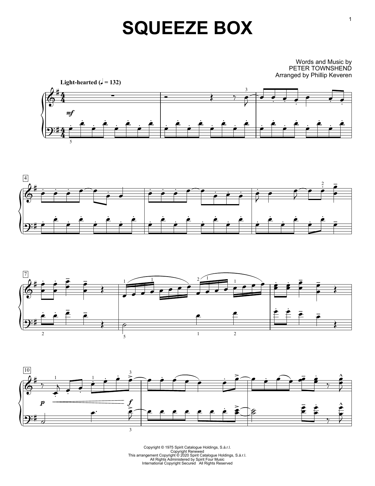 The Who Squeeze Box [Classical version] (arr. Phillip Keveren) sheet music notes and chords arranged for Piano Solo