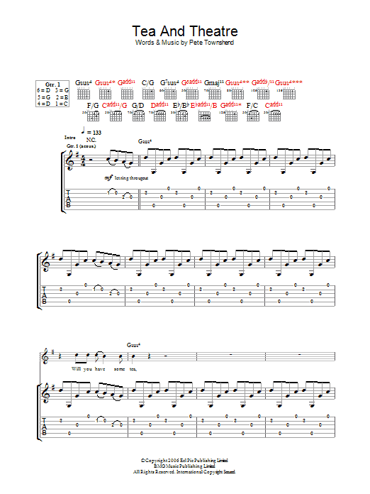 The Who Tea & Theatre sheet music notes and chords arranged for Guitar Chords/Lyrics