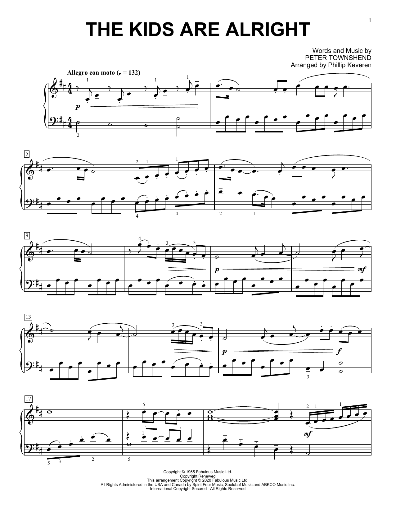 The Who The Kids Are Alright [Classical version] (arr. Phillip Keveren) sheet music notes and chords arranged for Piano Solo