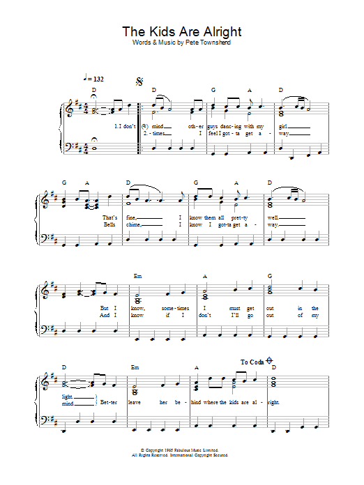The Who The Kids Are Alright sheet music notes and chords arranged for Drums Transcription