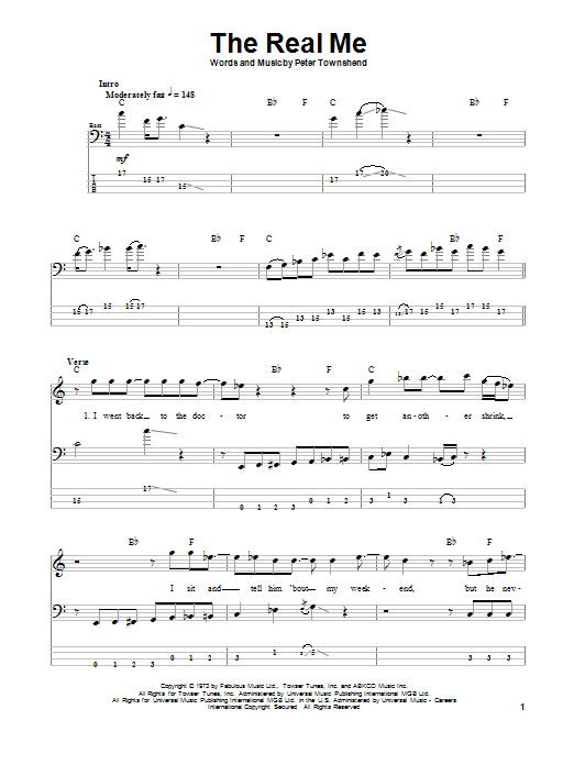 The Who The Real Me sheet music notes and chords arranged for Piano, Vocal & Guitar Chords (Right-Hand Melody)