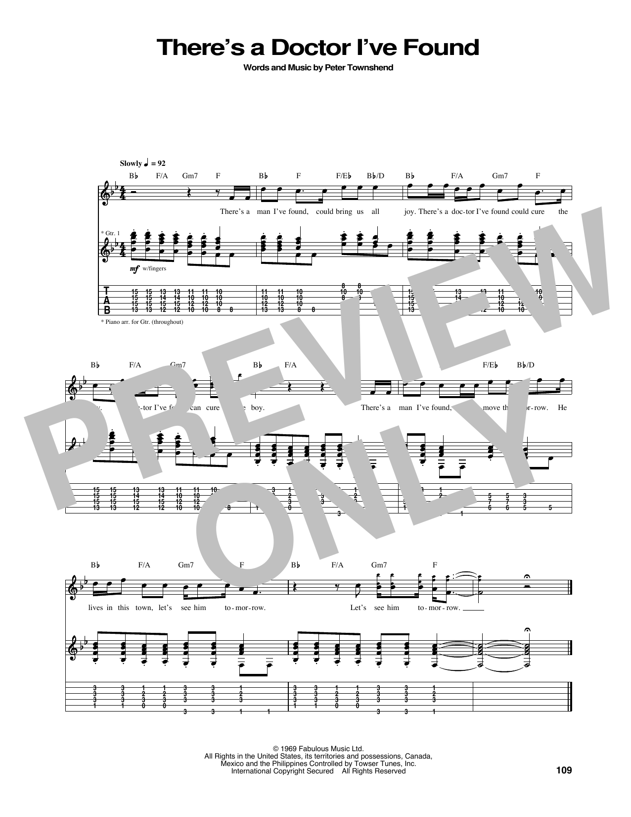 The Who There's A Doctor I've Found sheet music notes and chords arranged for Guitar Tab