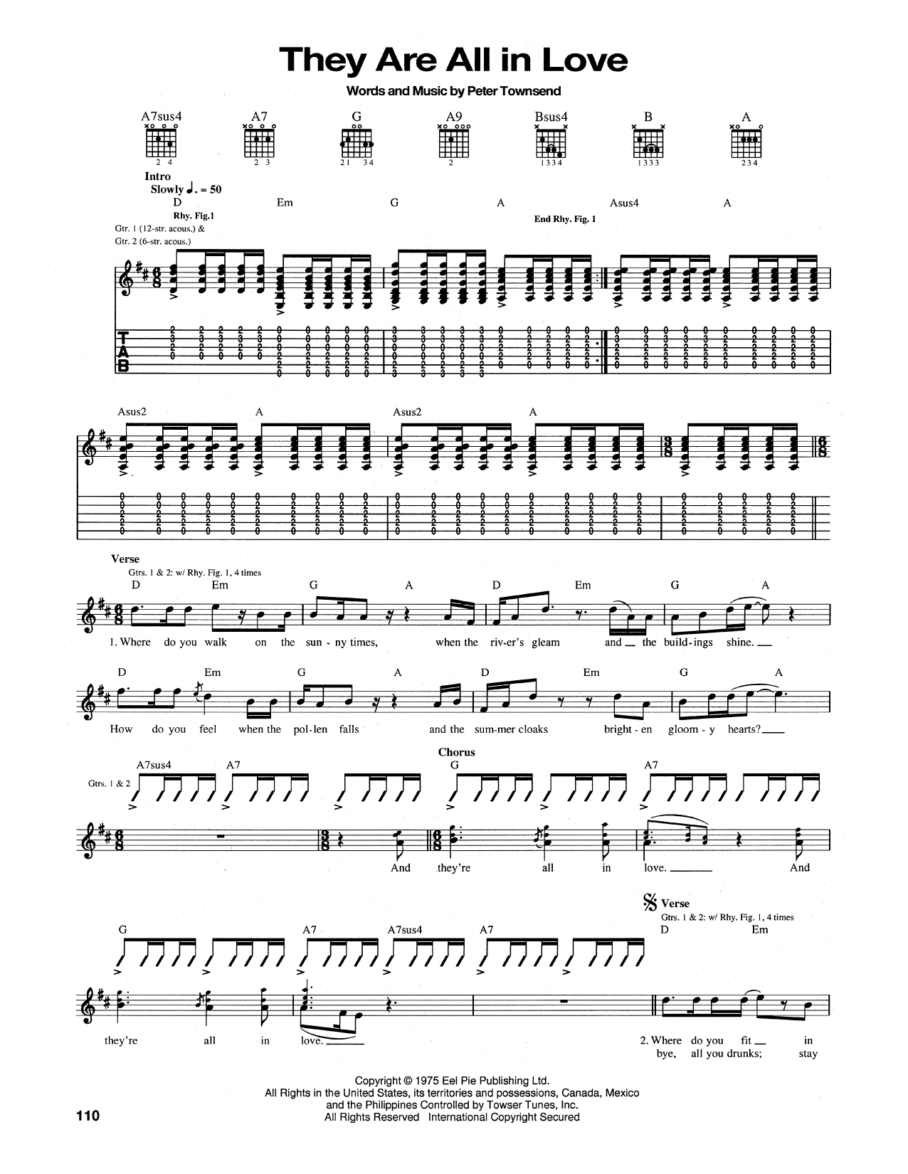 The Who They Are All In Love sheet music notes and chords arranged for Guitar Tab
