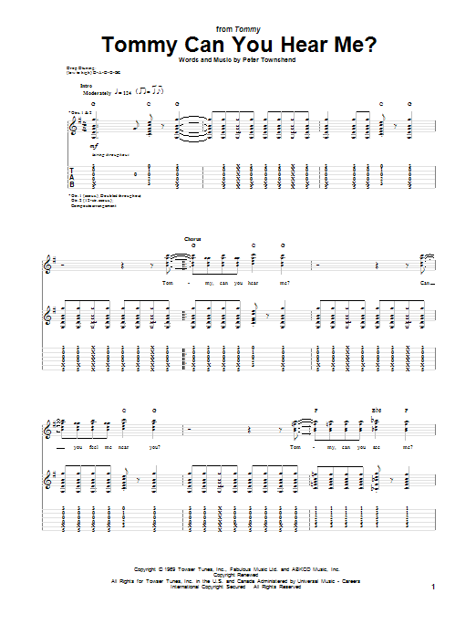 The Who Tommy Can You Hear Me? sheet music notes and chords arranged for Guitar Tab