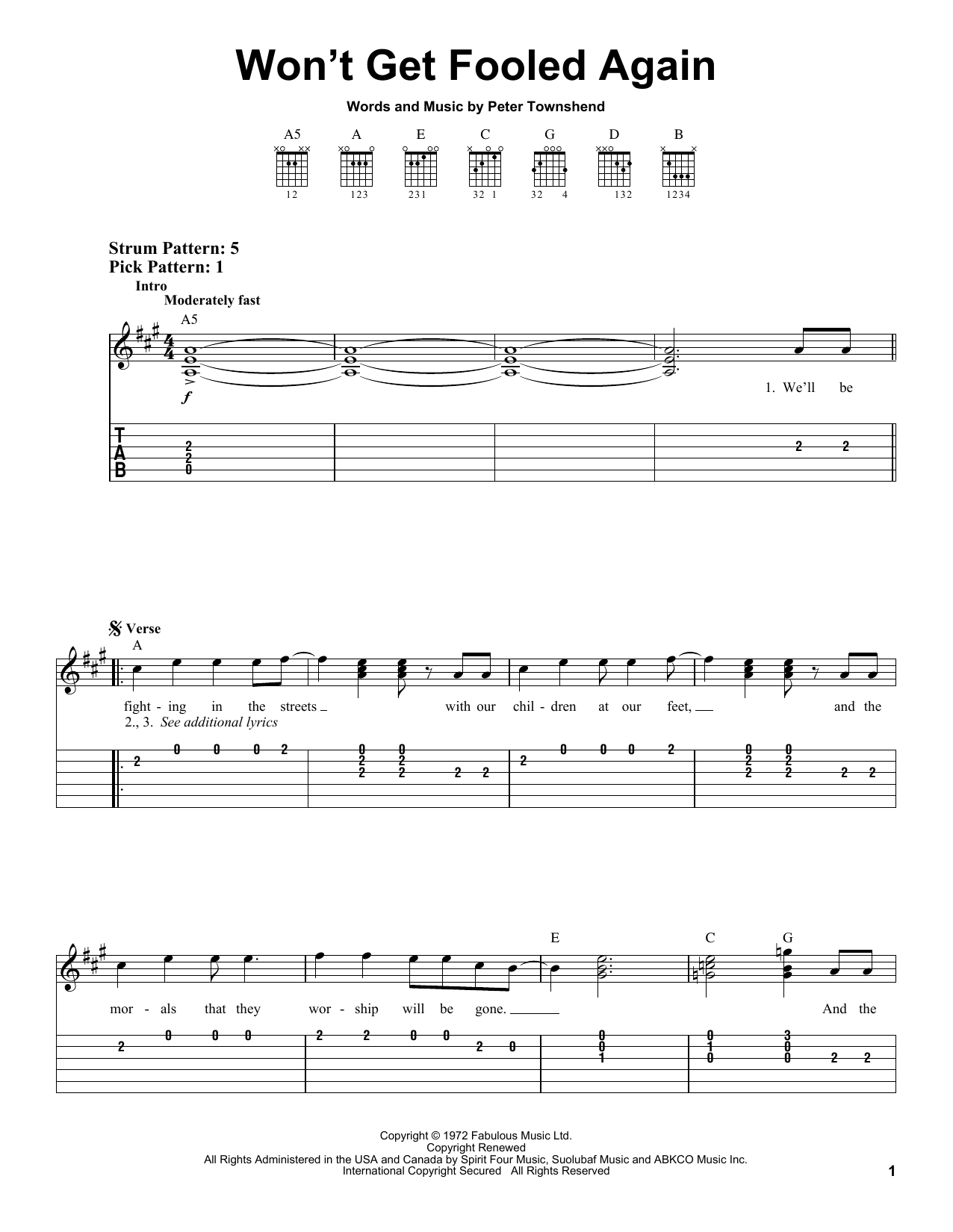 The Who Won't Get Fooled Again sheet music notes and chords arranged for Trombone Solo