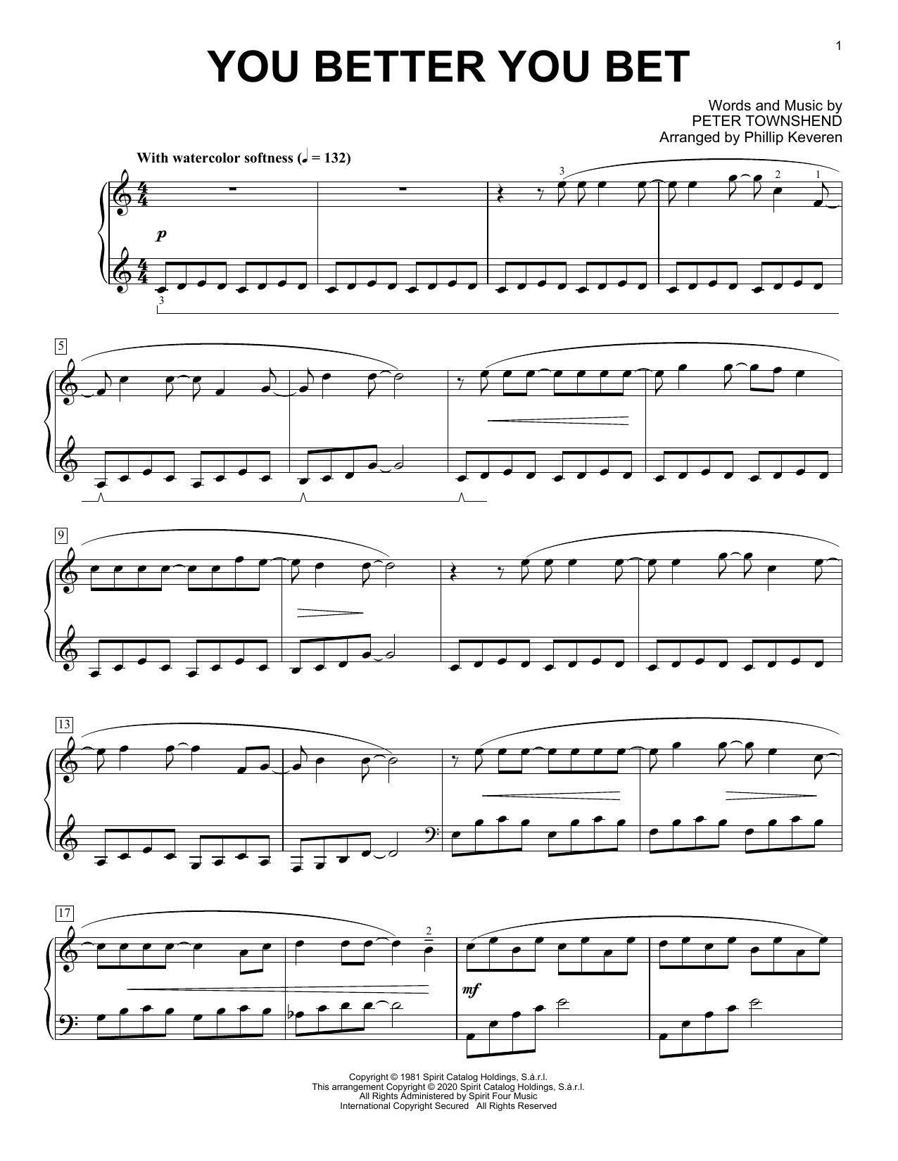The Who You Better You Bet [Classical version] (arr. Phillip Keveren) sheet music notes and chords arranged for Piano Solo