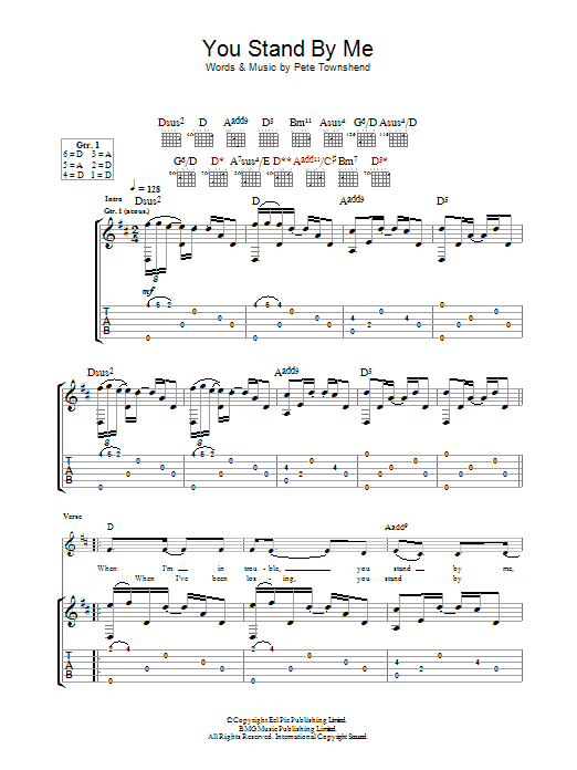 The Who You Stand By Me sheet music notes and chords arranged for Guitar Tab