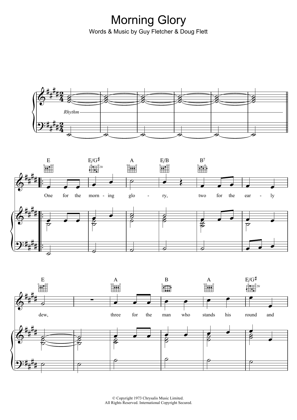 The Wurzels Morning Glory sheet music notes and chords arranged for Piano, Vocal & Guitar Chords