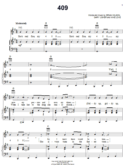 The Beach Boys 409 sheet music notes and chords arranged for Ukulele Chords/Lyrics