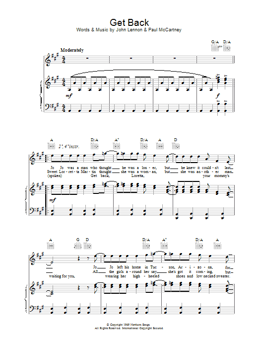 The Beatles Get Back sheet music notes and chords arranged for Ukulele Chords/Lyrics