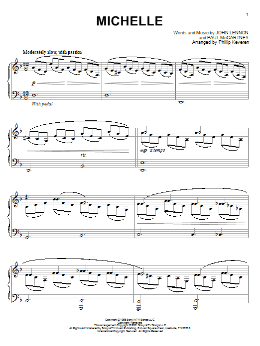 The Beatles Michelle (arr. Phillip Keveren) sheet music notes and chords arranged for Piano Solo
