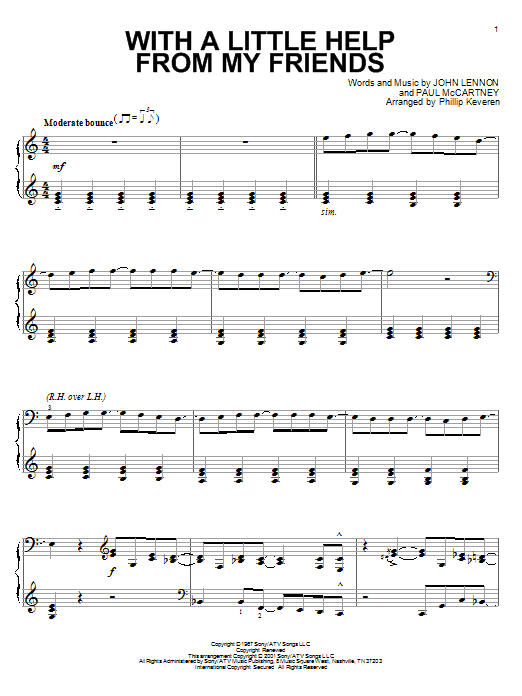 The Beatles With A Little Help From My Friends (arr. Phillip Keveren) sheet music notes and chords arranged for Piano Solo
