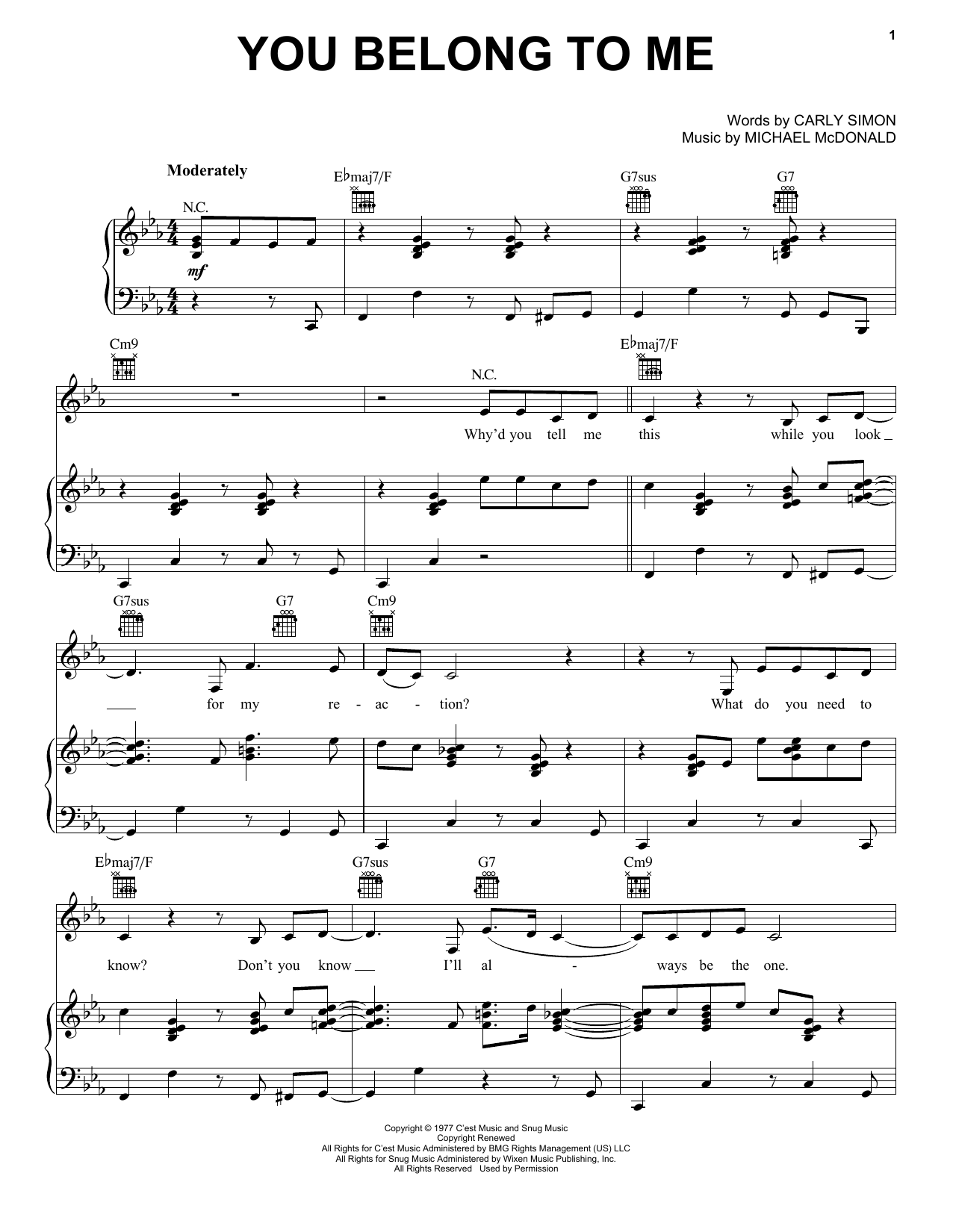The Doobie Brothers You Belong To Me sheet music notes and chords arranged for Solo Guitar