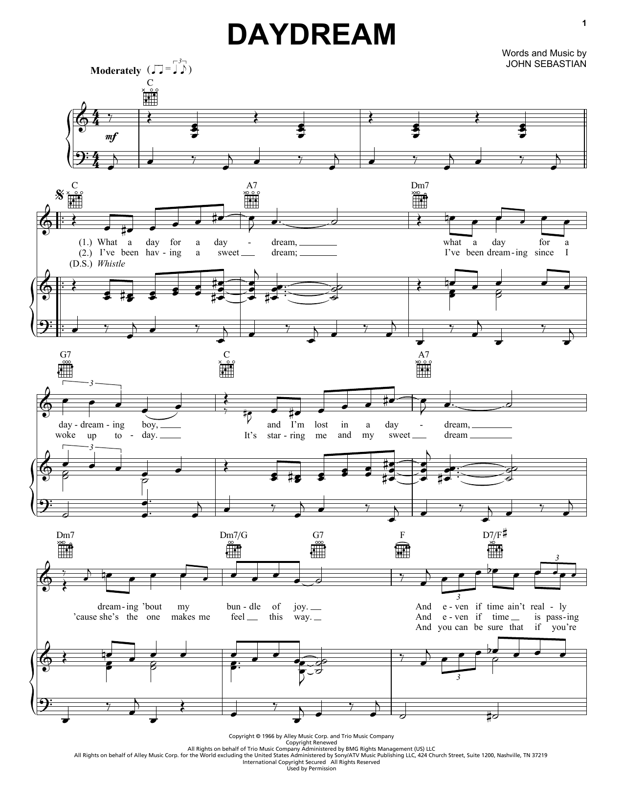 The Lovin' Spoonful Daydream sheet music notes and chords arranged for Ukulele Chords/Lyrics