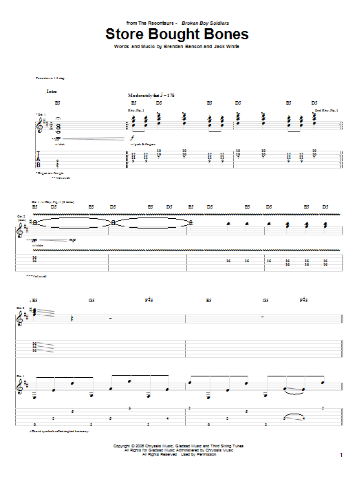 The Raconteurs Store Bought Bones sheet music notes and chords arranged for Guitar Tab