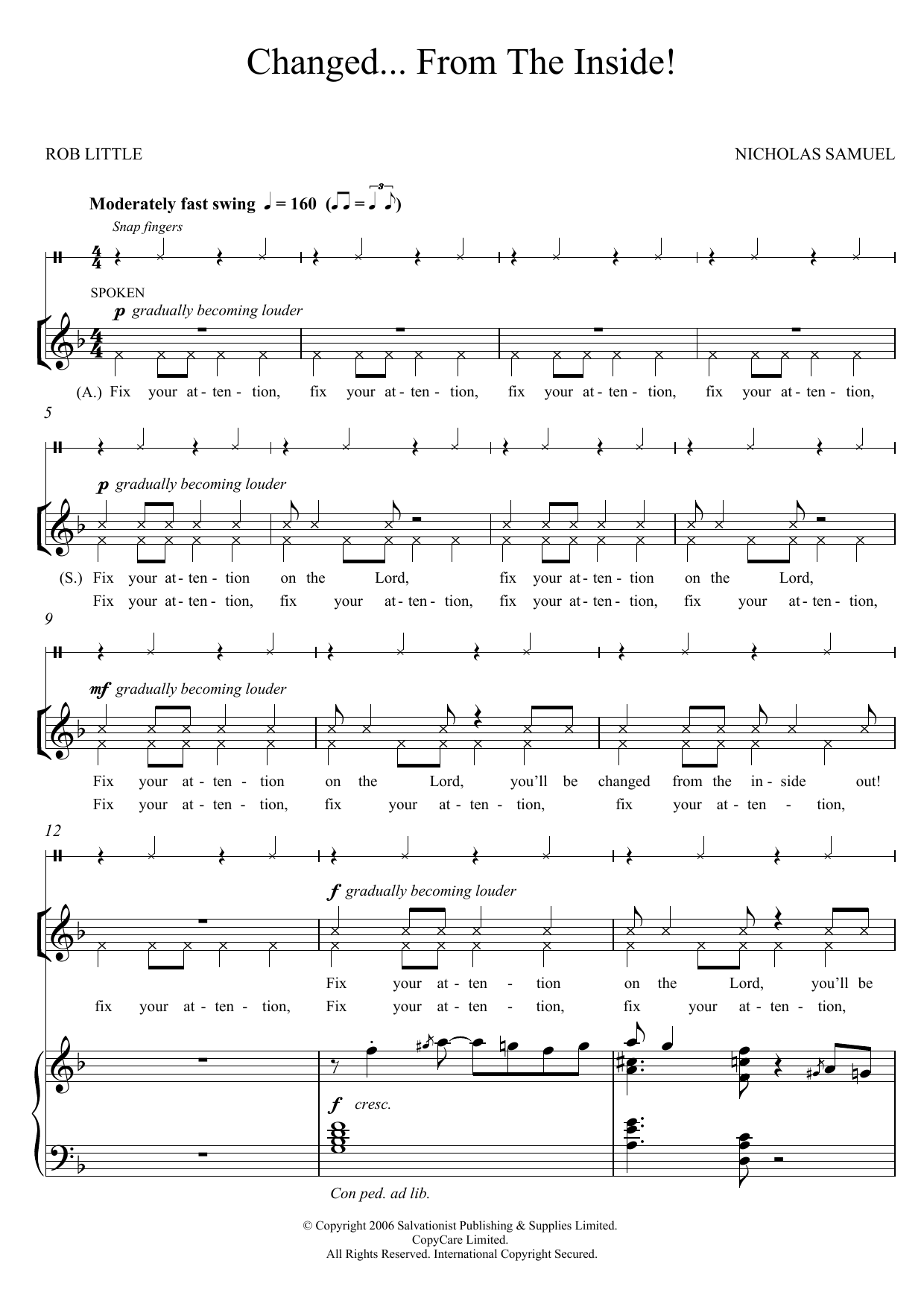 The Salvation Army Changed From The Inside sheet music notes and chords arranged for Piano, Vocal & Guitar Chords