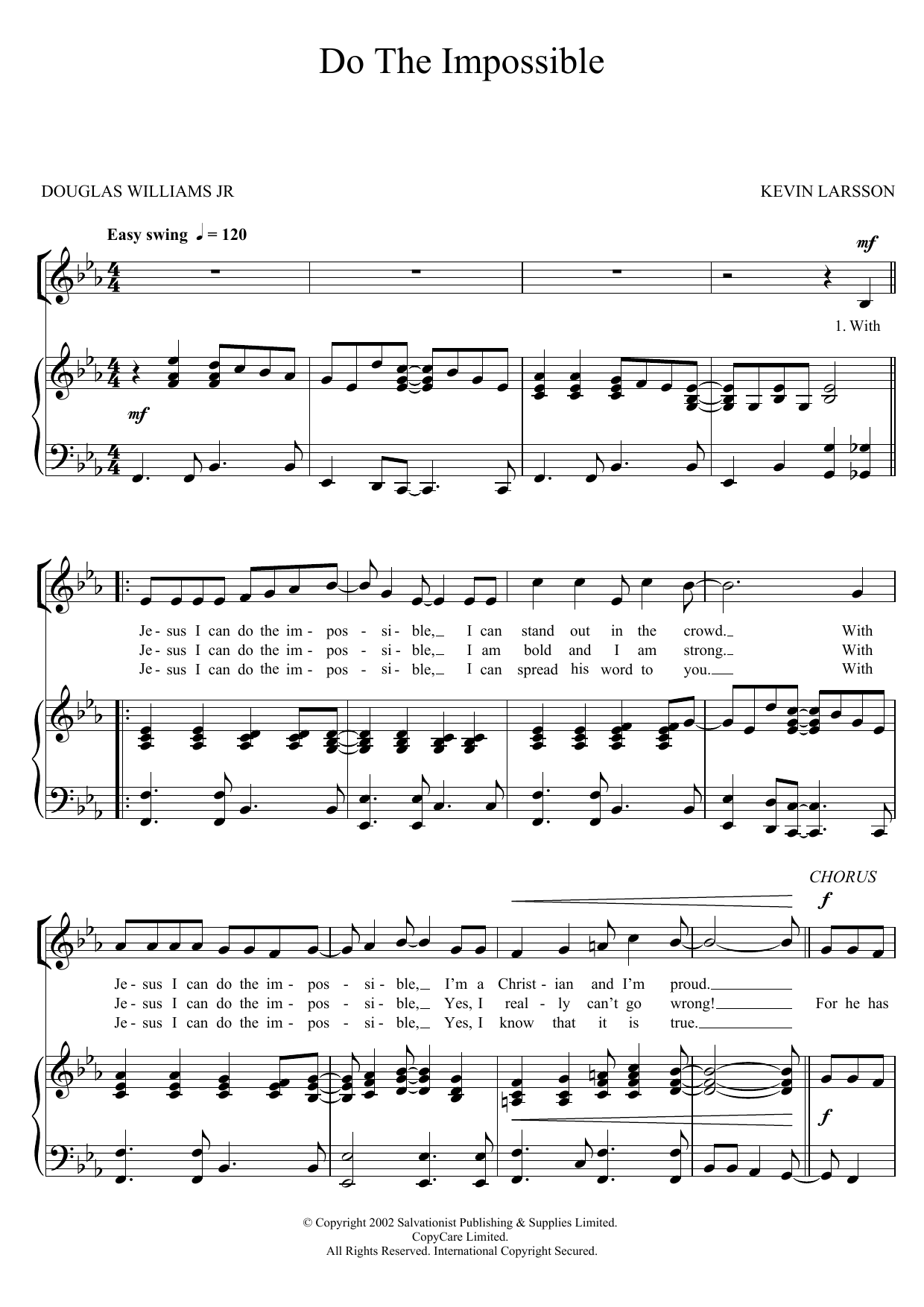 The Salvation Army Do The Impossible sheet music notes and chords arranged for Unison Choir