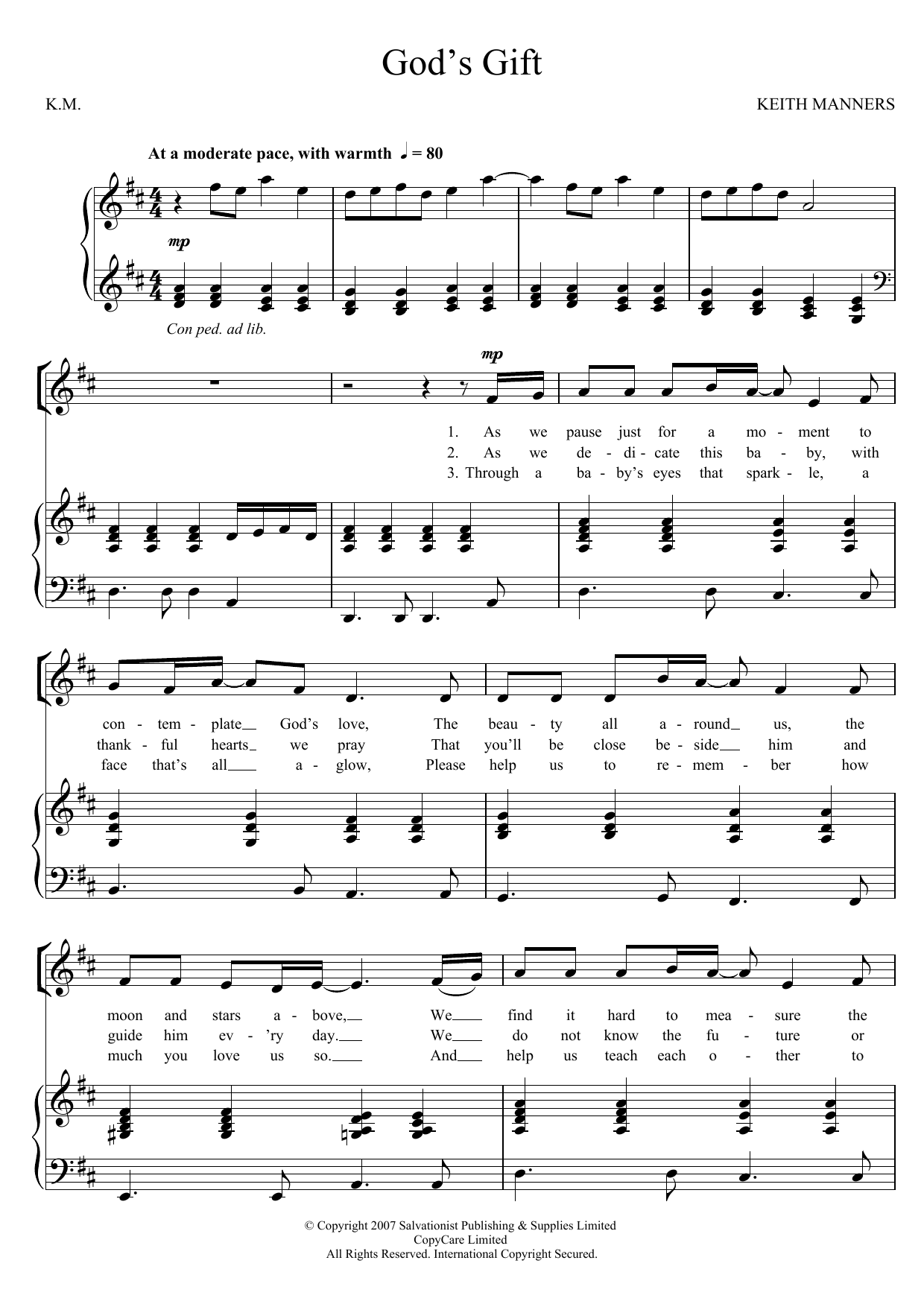 The Salvation Army God's Gift sheet music notes and chords arranged for 2-Part Choir