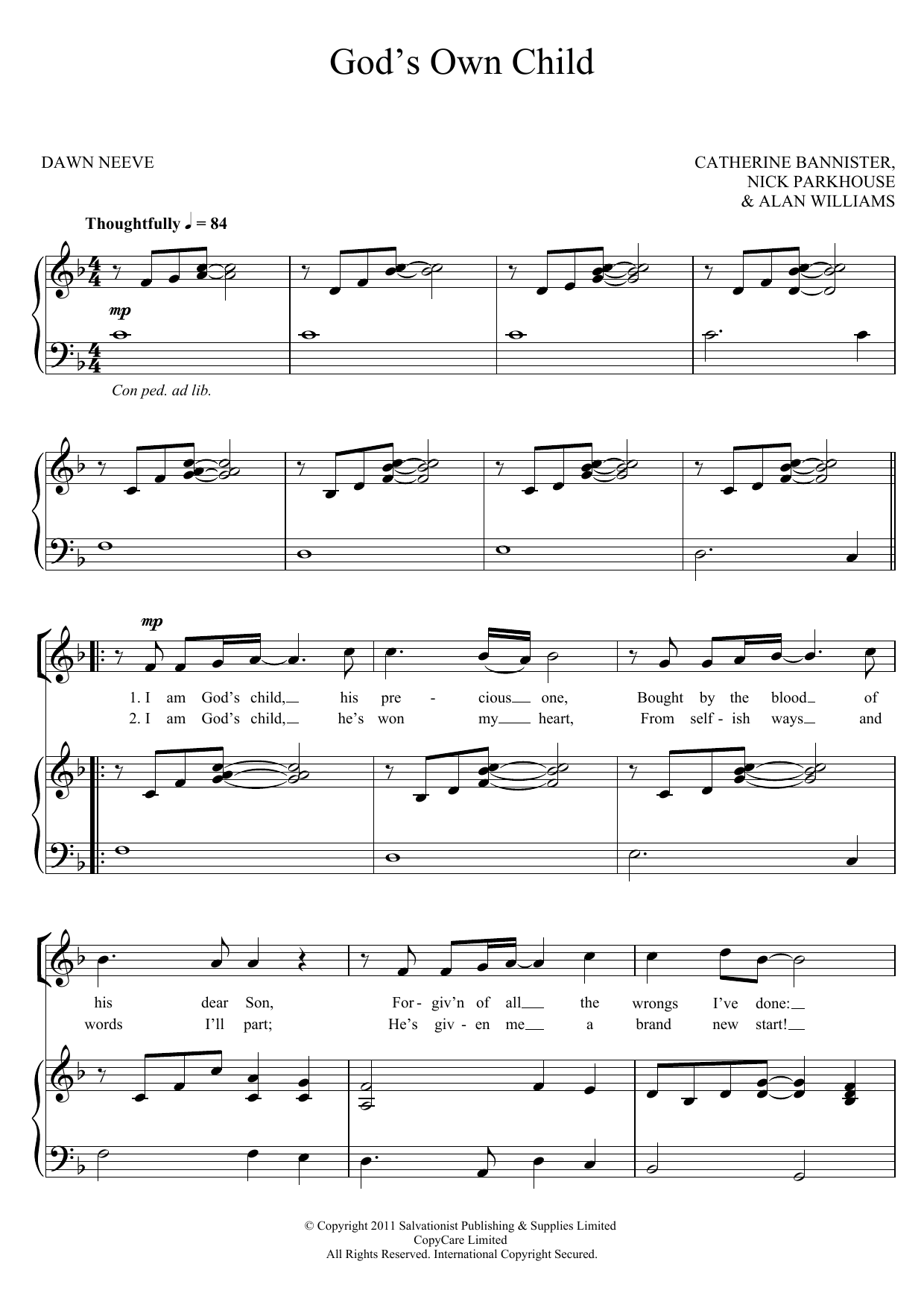 The Salvation Army God's Own Child sheet music notes and chords arranged for Piano, Vocal & Guitar Chords