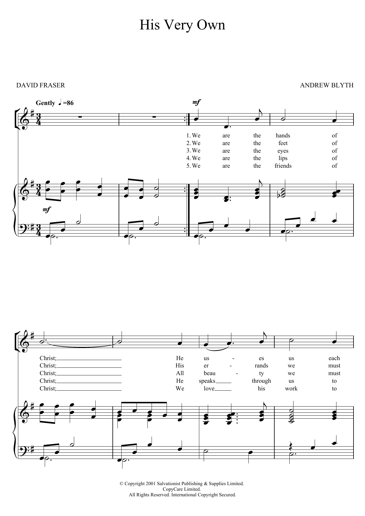 The Salvation Army His Very Own sheet music notes and chords arranged for Piano, Vocal & Guitar Chords