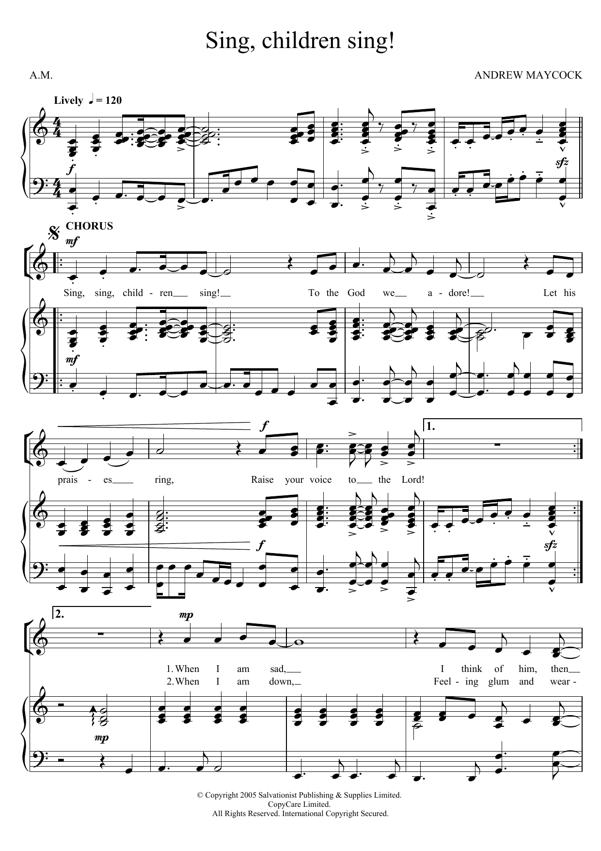 The Salvation Army Sing, Children Sing! sheet music notes and chords arranged for Piano, Vocal & Guitar Chords