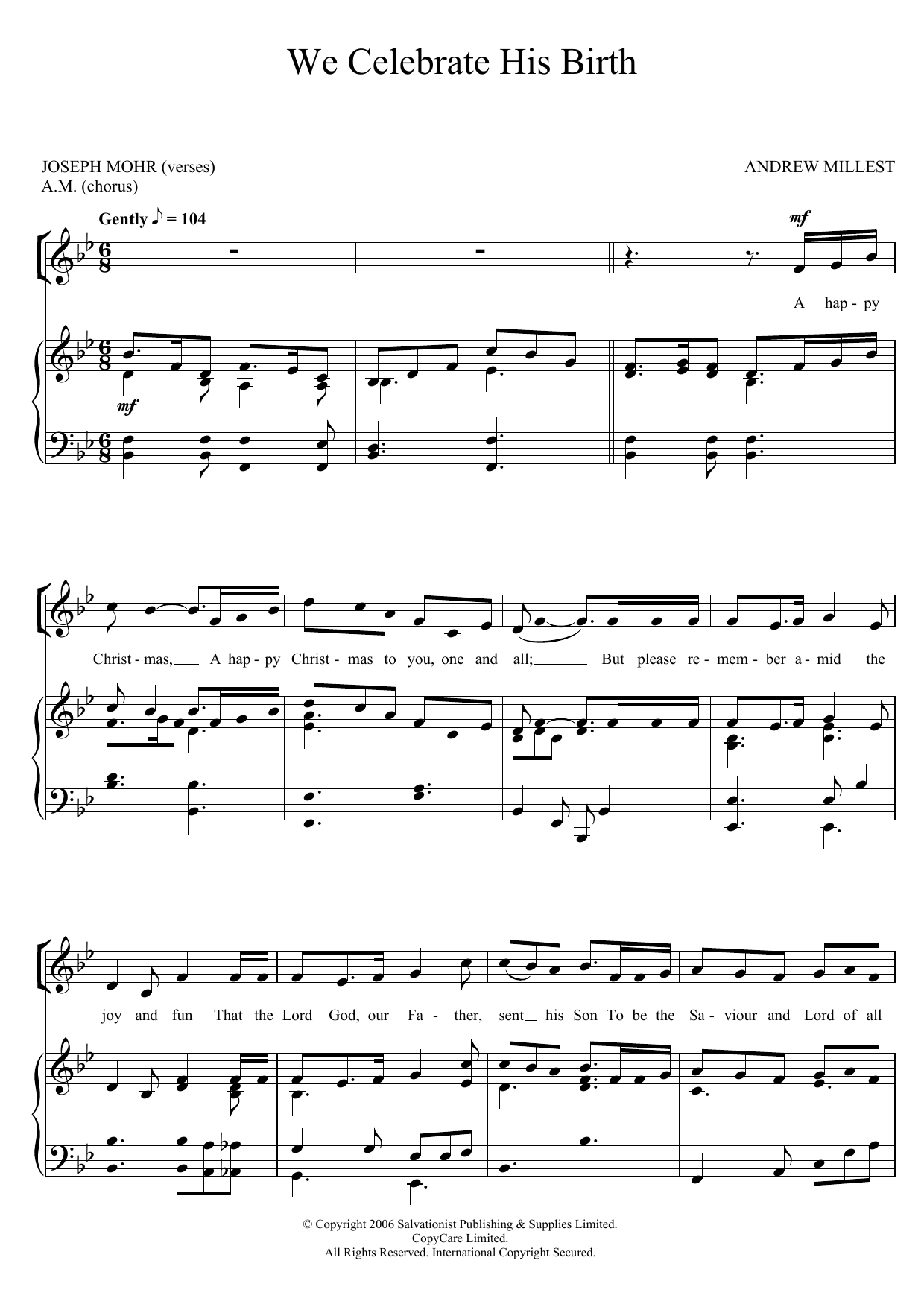 The Salvation Army We Celebrate His Birth sheet music notes and chords arranged for Choir