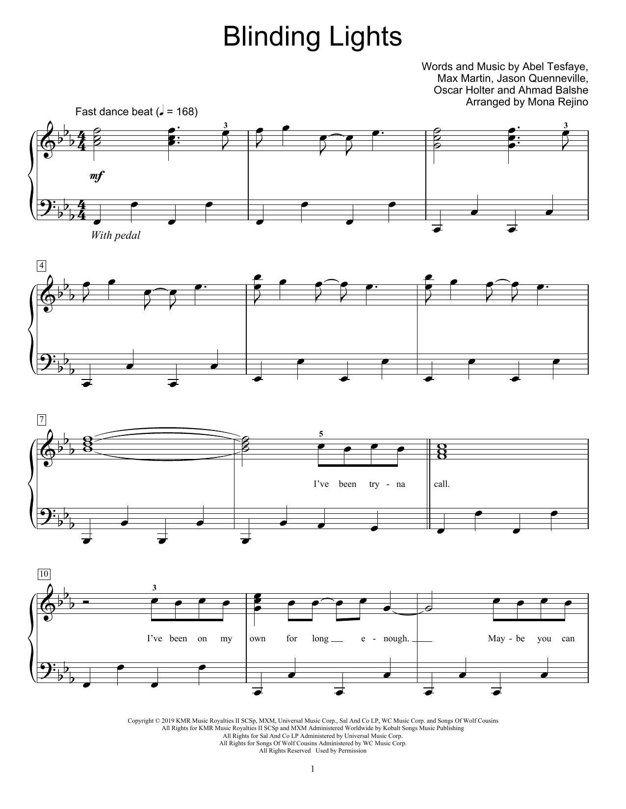 The Weeknd Blinding Lights (arr. Mona Rejino) sheet music notes and chords arranged for Educational Piano
