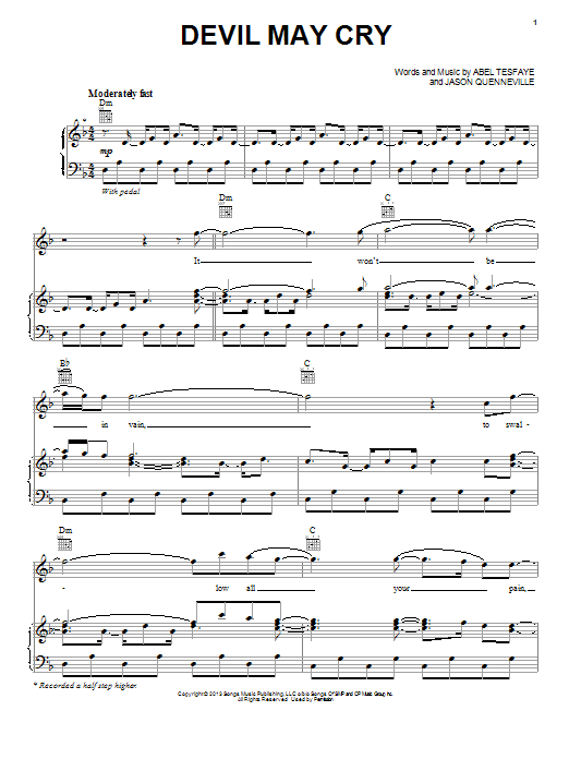 The Weeknd Devil May Cry sheet music notes and chords arranged for Piano, Vocal & Guitar Chords (Right-Hand Melody)