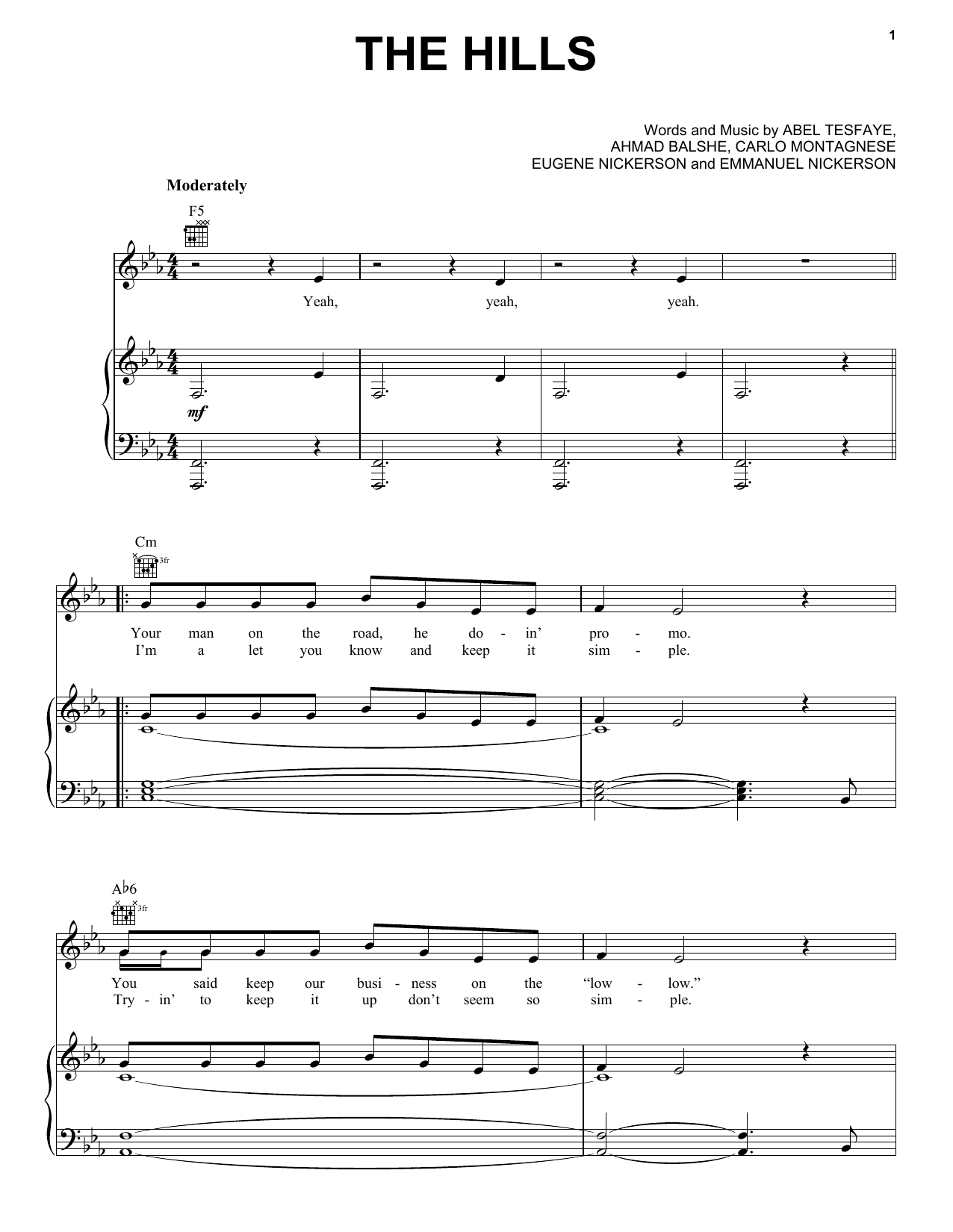 The Weeknd The Hills sheet music notes and chords arranged for Piano, Vocal & Guitar Chords (Right-Hand Melody)