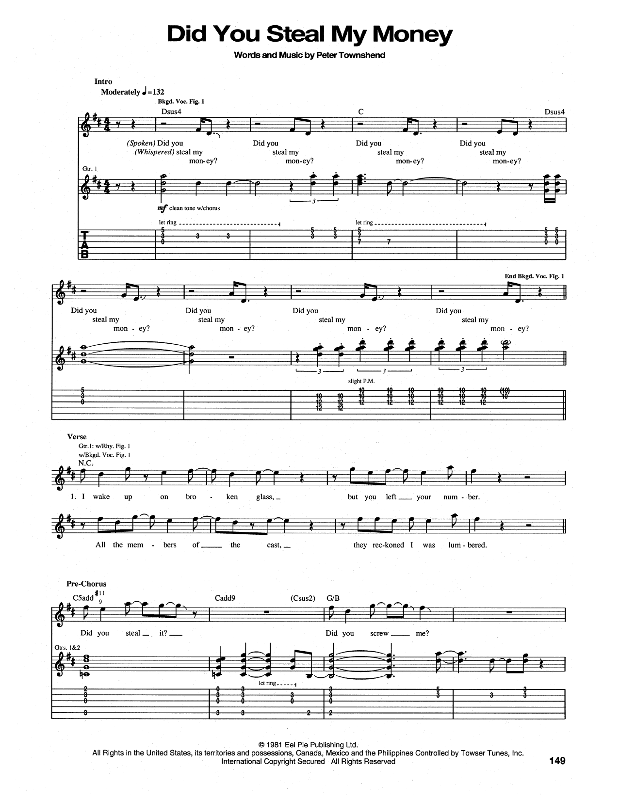 The Who Did You Steal My Money sheet music notes and chords arranged for Piano, Vocal & Guitar Chords (Right-Hand Melody)