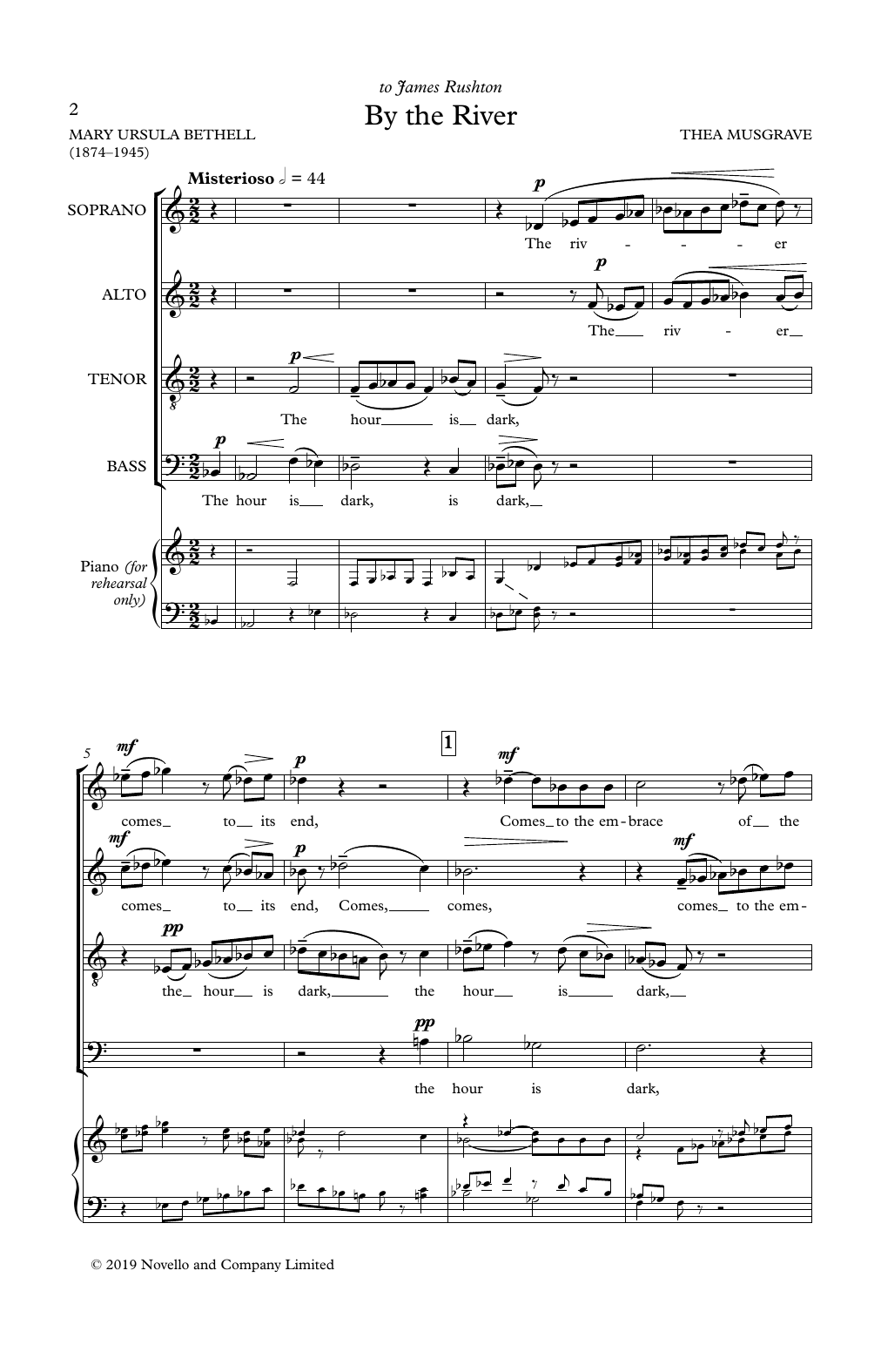 Thea Musgrave By The River sheet music notes and chords arranged for SATB Choir