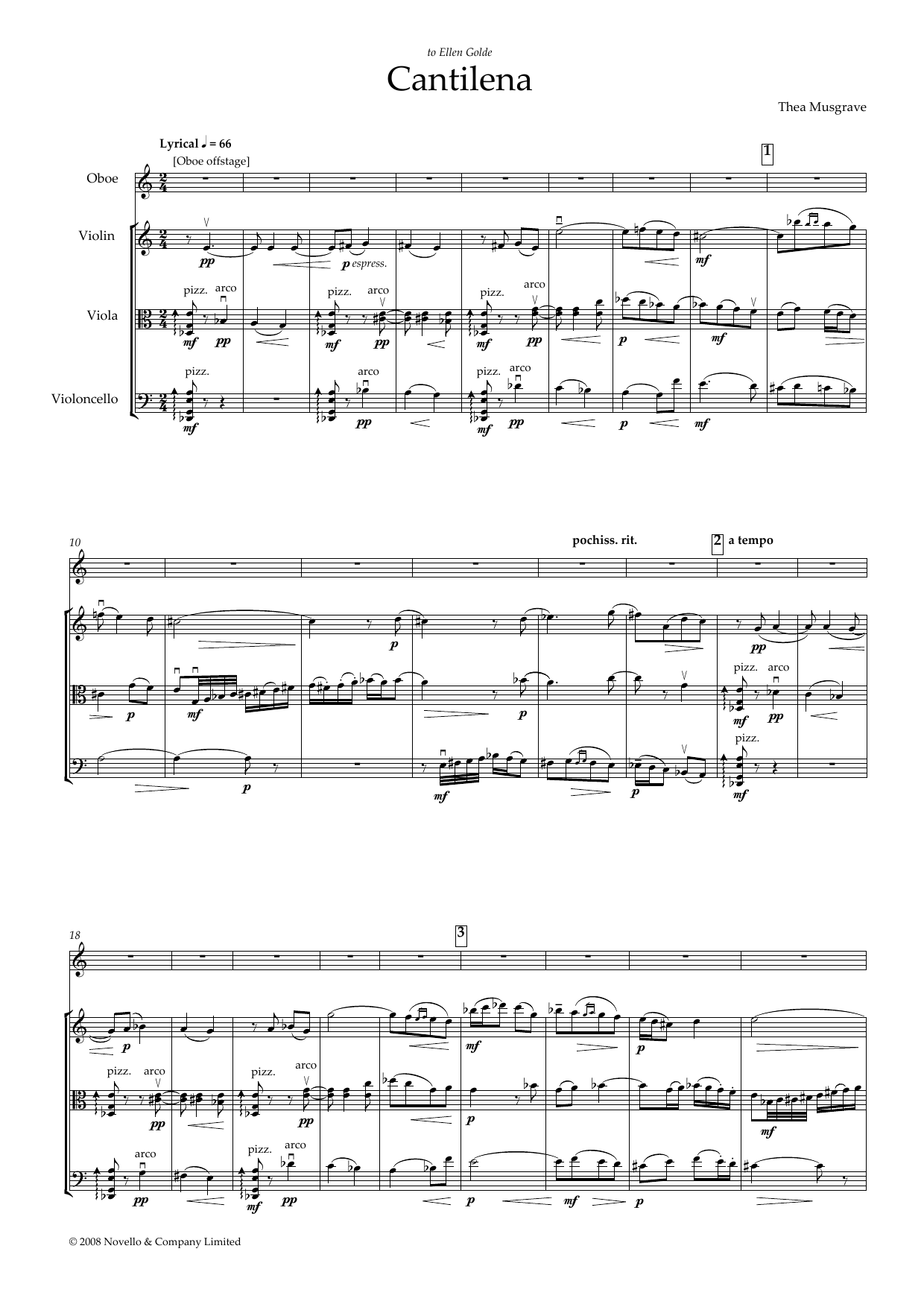 Thea Musgrave Cantilena for Oboe Quartet (full score) sheet music notes and chords arranged for Performance Ensemble