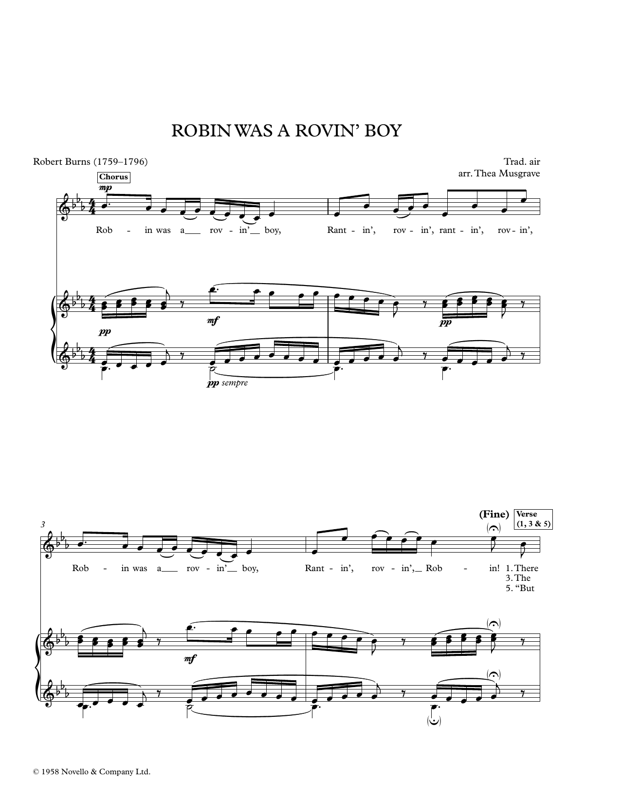 Thea Musgrave Three Scottish Songs sheet music notes and chords arranged for Piano & Vocal
