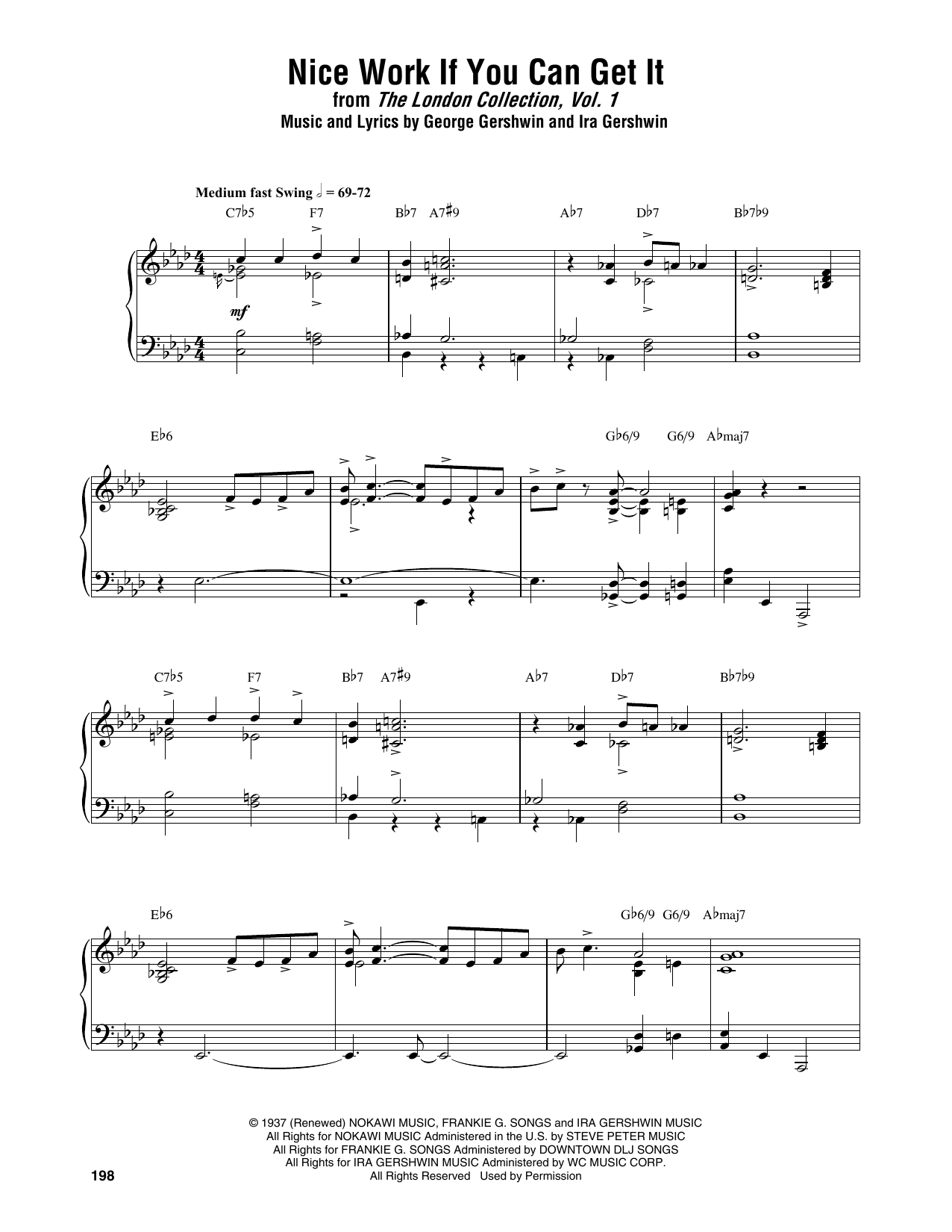 Thelonious Monk Nice Work If You Can Get It sheet music notes and chords arranged for Piano Transcription