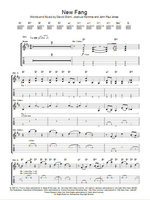 Them Crooked Vultures New Fang sheet music notes and chords arranged for Guitar Chords/Lyrics