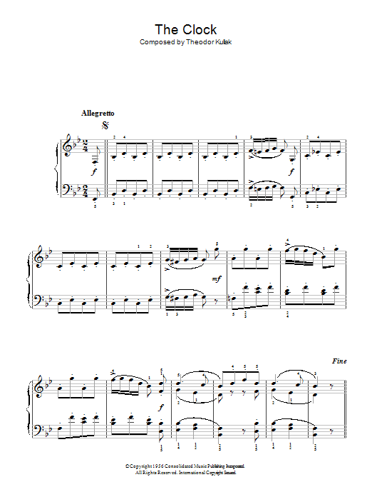 Theodor Kullak The Clock sheet music notes and chords arranged for Easy Piano